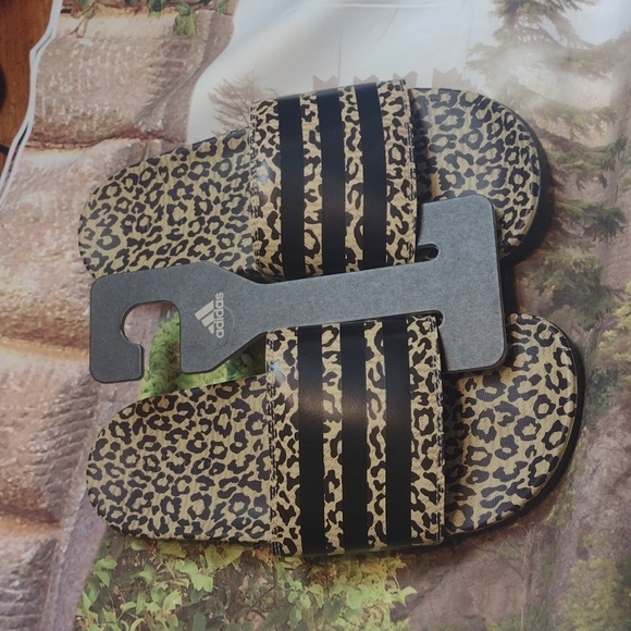 adidas Shoes - Adidas adilette comfort leopard slides size 10
